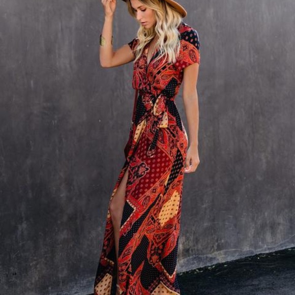 VICI Bohemian Wrap Maxi Dress EUC - Picture 4 of 4